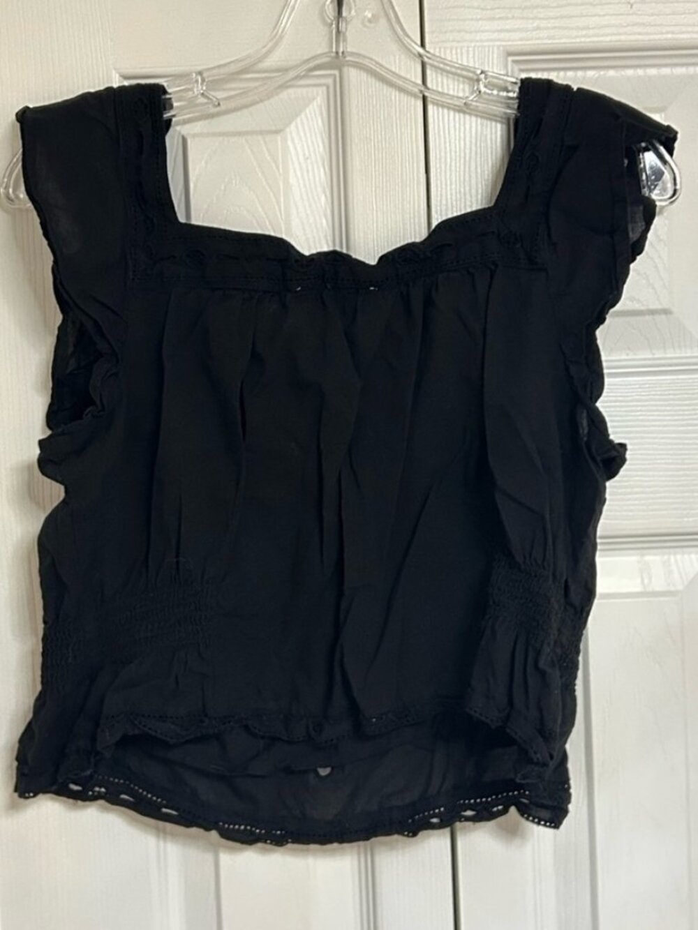 Black Eyelet Square-Neck Women's Top - Picture 2 of 2